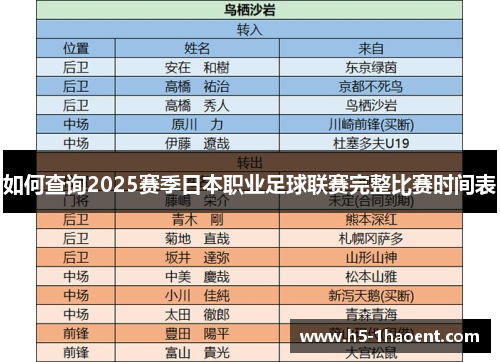 如何查询2025赛季日本职业足球联赛完整比赛时间表