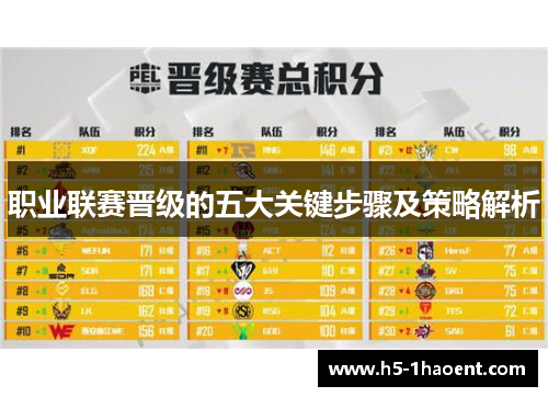 职业联赛晋级的五大关键步骤及策略解析