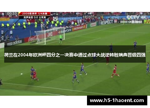 荷兰在2004年欧洲杯四分之一决赛中通过点球大战逆转胜瑞典晋级四强